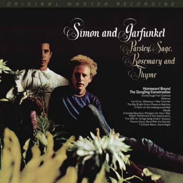 Capa da edição audiófila em vinil do disco da dupla Simon and Garfunkel "Parsley, Sage, Rosemary and Thyme" da editora Mobile Fidelity